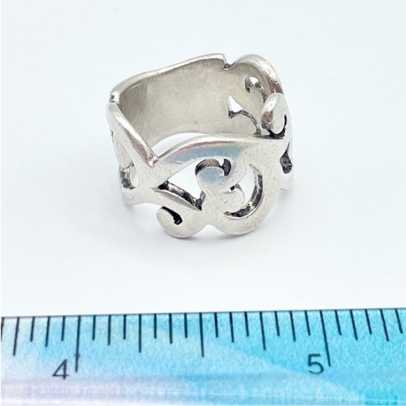 Silpada Sterling Silver Scroll Ring - R1200 Ornate Swirl Wide Statement Band - Picture 6 of 8